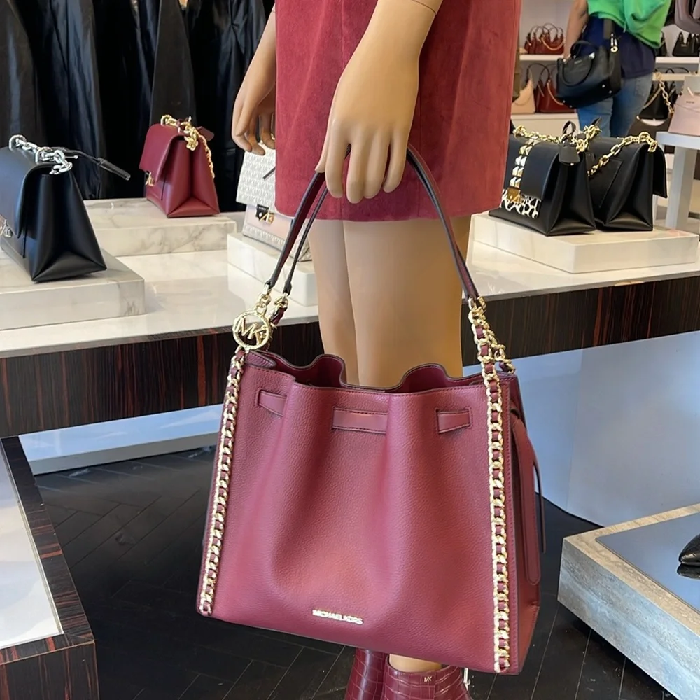 MICHAEL KORS
Mina Large Chain Shoulder Tote Bag
Dark Cherry 
NWT - Picture 16 of 16